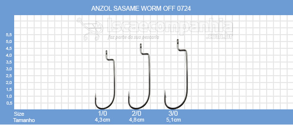 Anzol Sasame Worm Off 0724 F-950 - C/ 6UN