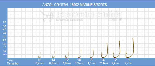 Anzol Crystal 16902 Marine Sports N8, N10, N12, N14 e N16