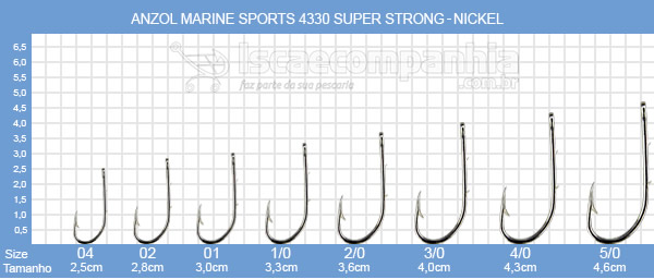 Anzol Marine Sports 4330 Super Strong N1/0, N2/0 e N3/0