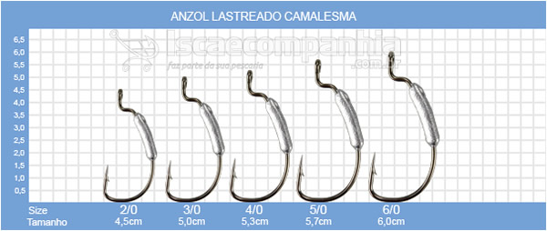 ANZOL OFFSET LASTREADO CAMALESMA 2/0, 3/0, 4/0 e 5/0 - 5,4GR C/2UN