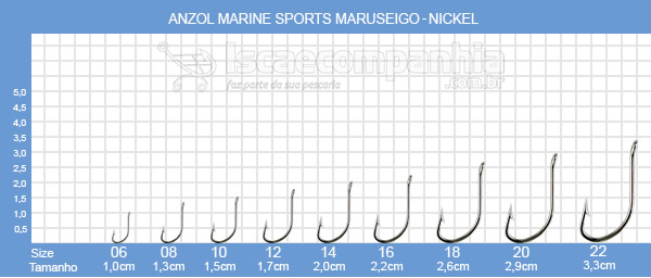 Anzol Marine Sports Maruseigo N6, N08, N10 e N12 - Nickel