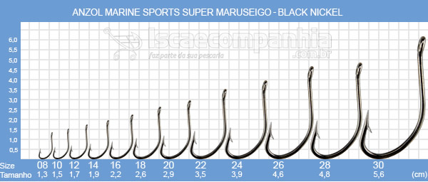 Anzol Marine Sports Super Maruseigo N8, N10, N12 e N14 - Black