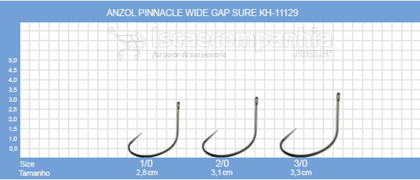 Anzol Pinnacle Wide Gap Sure KH-11129 - Sem Farpa C/5UN