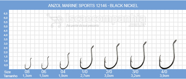 Anzol Marine Sports 12146 N3/0 e N4/0 - Black