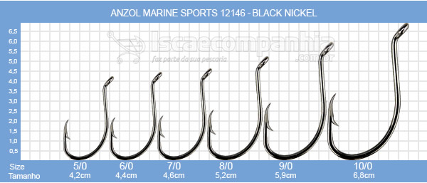 Anzol Marine Sports 12146 N5/0 e N6/0 - Black