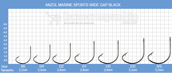 Anzol Marine Sports Wide Gap N01 e N02 - Black