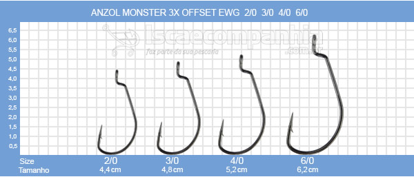 Anzol Monster 3X Offset EWG - 3 Unidades