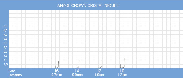 Anzol Crown Cristal Niquel - C/10UN
