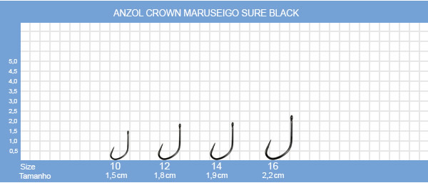 Anzol Crown Maruseigo Sure Black - C/10UN