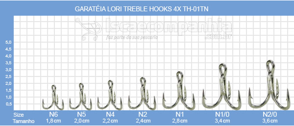 Garatia Lori Treble Hooks 4x TH-01TN Size N4 C/ 6UN - Prata