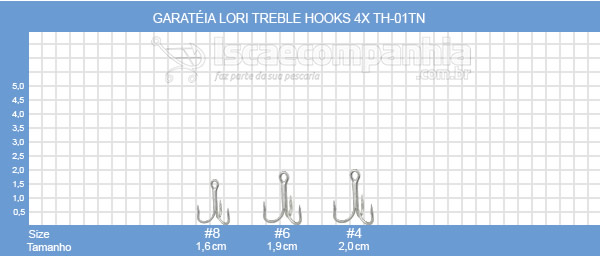 Garateia Lori Treble Hooks 4x TH-01TN Size N8 C/ 6UN - Prata